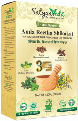 SatyaaVeda Amla Ritha Shikakai Mix 3-in-1 Hair Cleanser for Anti-Dandruf & Hair Growth-200g , ARS