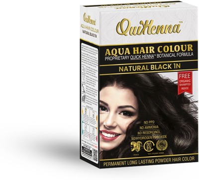 QuikHenna Aqua Powder 1N Natural Black Hair Color For Unisex 110g , Natural Black