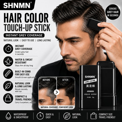 SHNMN Hair Color Touch Up Stick Black Wax Built In Comb Grey Hair Cover For Men , Black