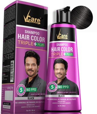 Vcare Shampoo Hair Color, 180ml , Black