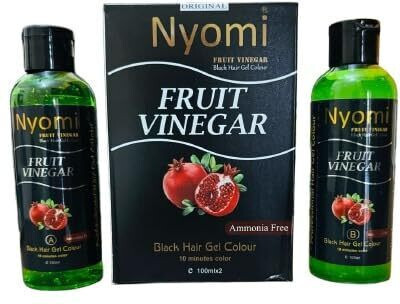 Nyomi ORIGINAL FRUIT VINEGAR BLACK GEL BASED HAIR DYE COLOR 200 ML , Natural Black