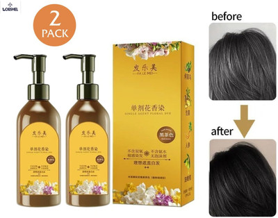 LORSHEL Japanese Hair Dye Shampoo - Suitable for all hair types with Easy to apply sh... , Black