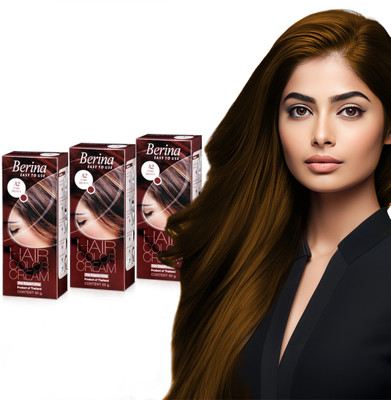 Berina Professional Hair Color Cream with Developer | A2 - Dark Brown - Pack of 3 , Dark Brown