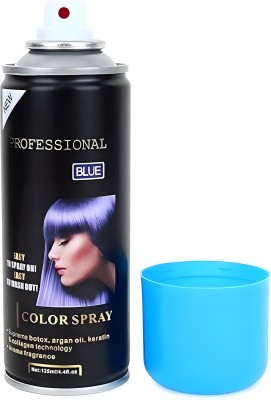 Plusbeauty Professional 1 Day Temporary Hair Color Spray with Argan Oil, Keratin 125ml , Blue