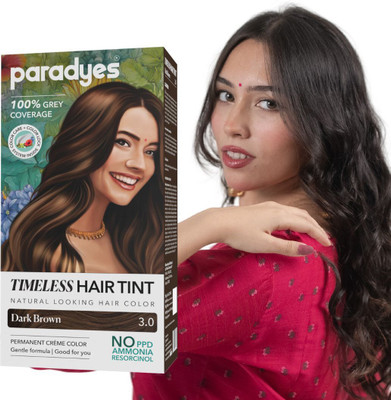 Paradyes Mini Dark Brown Timeless Permanent Crème Hair Colour for Complete Grey Coverage , Dark Brown