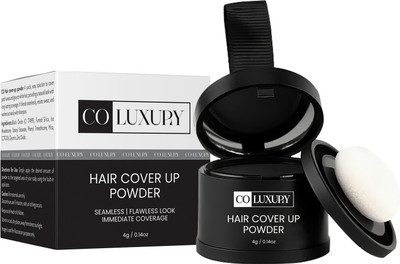 Co Luxury Hair Cover-Up Powder for Grey Roots & Bald Spots | Waterproof & Instant Use , Black