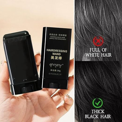 BEAUTYBRIGHT UP® 1Pc Hair Color Stick for White Hair Coverage , Hair Color Comb Stick, Waterproof and Sweat-Proof BLACK Hair, BLACK