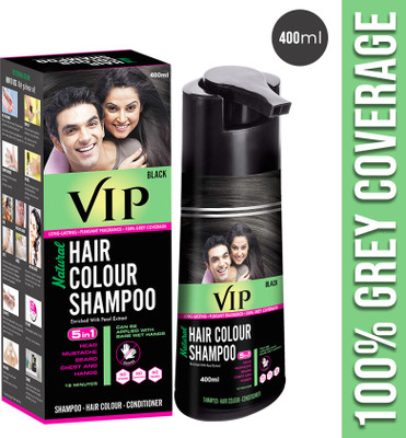VIP Hair Color Shampoo, 400 ml | Quick Black Hair in Just 15 Minutes | Natural , Black