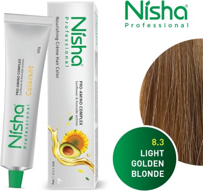 Nisha Professional Fashion Color Kit Permanent Creme Hair Color , Light Golden Blonde