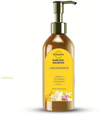 ACTIWOW Black Hair Dye Shampoo For Intense Glossy Dark Locks , Black