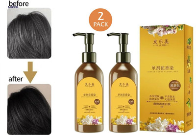 LORSHEL Japanese Long Lasting Natural Hair Dye Shampoo - Nourishes hair roots for Fas... , Black
