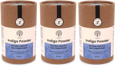 Idika Indigo Powder Natural Hair Color Dye & Conditioner , Natural Black