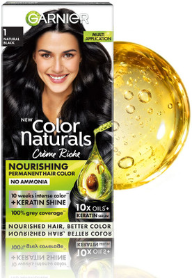 GARNIER New Naturals Hair Color with Keratin-Permanent & Ammonia Free , Shade 1, Natural Black