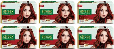 Streax Ultralights Hair Color Highlighting Kit for Women & Men 80ml (Pack of 6) , Vibrant Red