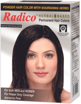 Radico Natural Herbal Permanent Dark Brown Hair Colour -No Ammonia Formula-Long-Lasting , Natural Dark Brown