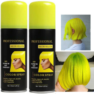 Jiwoo Korean Easy To Use & Washable Temporary Neon Yellow Hair Color Spray Hair Spray Hair Spray(250 ml)