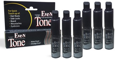 EVE-N True Natural Hair Color Tone Temporary Hair Touch Up Dye Stick, 7g x 6pcs= 42g , Black