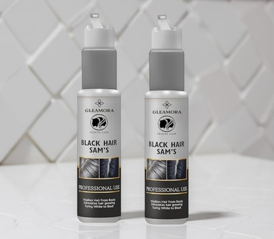 Gleamora Black Hair Sam's for unisex|Helps Turn White Hair to Black Naturally (pack of 2) , BLACK