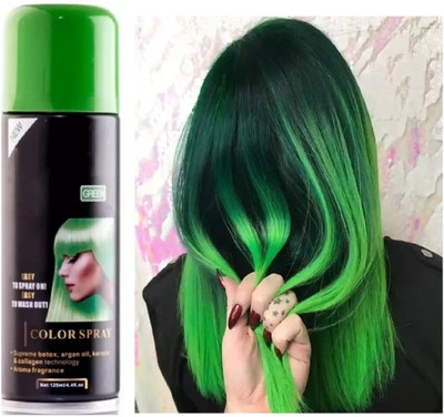 Jiwoo Green Hair Spray Temporary Hair Colour Spray For Women & Men , green
