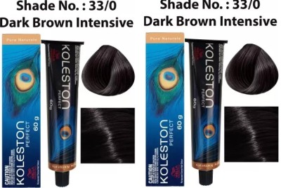 Wella Professionals Koleston Perfect Pure Naturals Hair Color 33/0 Colorant Tube 60g Pack of 2 , DARK BROWN
