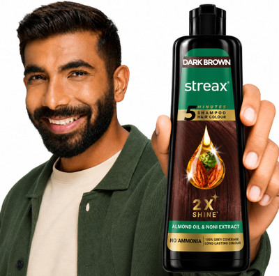 Streax Insta Shampoo Hair Colour Pump Pack, 160 ml for Grey Coverage , Dark Brown
