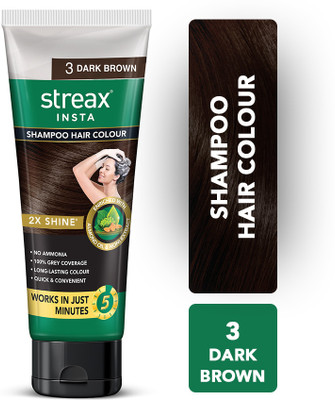 Streax Insta Shampoo Hair Colour - Dark Brown, Easy DIY- Squeeze Pack, 200ml Pack of 2(2 Items in the set)