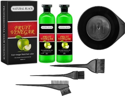 KATE BLANC Hair Color Gel for Men & Women (Black) With Coloring Bowl Set & Applying Brushes , (Fruit Vinegar Hair Gel ) (Herbal Extracts and No Ammonia)
