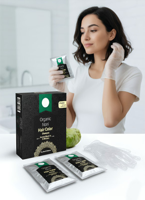 we ensign Our Noni Organic Hair Color Shampoo | Dye & Grow, 10 Minutes, Reduces Hair Fall , Black