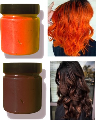 Emijun Combo of Temporary Hair colour wax ORANGE & BROWN Hair Wax Hair Wax Hair Wax(200 g)