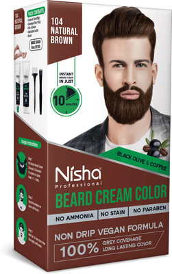 Nisha Beard Colour No Stain Quick Color in 10 Min, Grey Coverage , Natural Brown