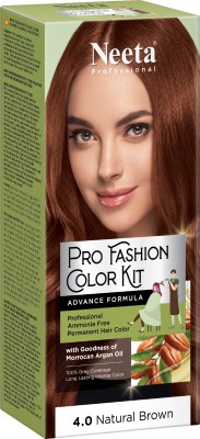 Neeta Professional Fashion Color Kit Permanent Hair Color Natural Brown 4.0 Pack Of 1 , Natural Brown