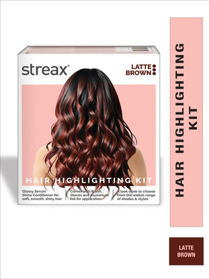 Streax Hair Colour Highlight Kit , Hair Colour for Women, DIY Application , Latte Brown