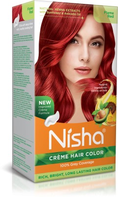 Nisha cream permanent hair color superior quality permanent Fashion Highlights and rich bright long-lasting colour Flame Red (pack of 1) , FLAME RED