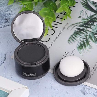 BEAUTYATH Hair Line Shadow Powder Instant Root Concealer Touch Up Color Grey Coverage , Black