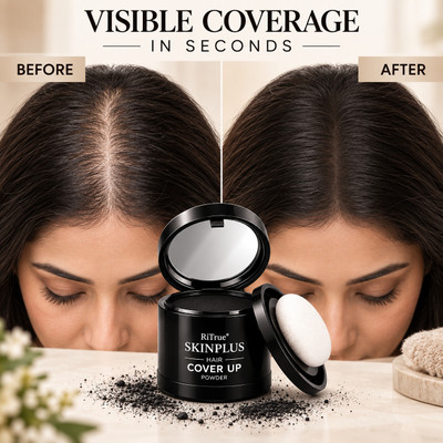 RiTrue Cover-Up Hair Powder, Helps Cover Grey Roots & Bald Spots Instantly Pigmented , Black
