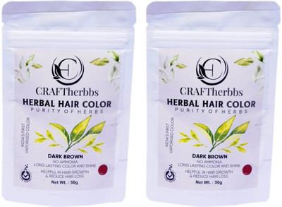 CRAFTherbbs Hair & Beard Color for Men, Long Lasting Colour, Easy to Apply & Use, Pack of 2 , Brown