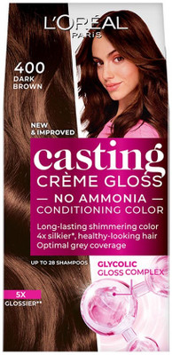 L'Oréal Paris Casting Creme Gloss Hair Colour |Ammonia-Free & Glossy Finish , Dark Brown 400