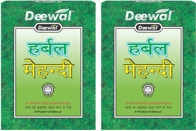Deewal Herbal Hair Colour Mehndi (Black) - Pack of 2 - for Men & Women , Black