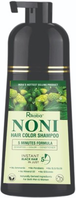 RIKABA Noni Hair Color Shampoo For Men Women (400 ML) (Pack of 1) , Black