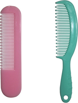MICLAC Safe Plastic Printed Soft Ball Tip Bristles Comb Set Pack of 2