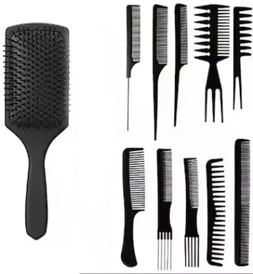 Glamway Cosmetics Multipurpose 10 Pcs Hair Comb Set Hair brush for Hair Cutting and Styling