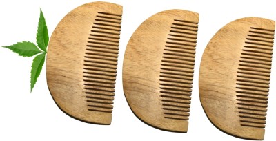 MICLAC Handcrafted Neem Wood U Shape Beard Comb 3PCS