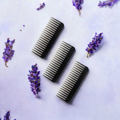 MICLAC Wide tooth comb plastic with handle (pack of 3)