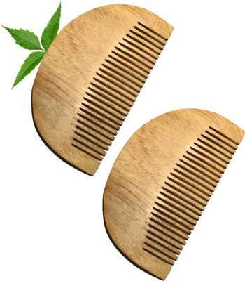 MICLAC Home And Salon Use neem Comb for Beard 2PCS