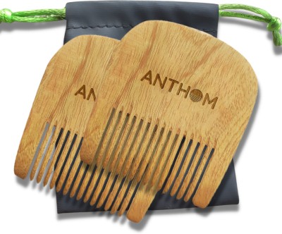 ANTHOM Beard Comb Made with Neem Wood | Handmade & Pocket Friendly | Pack Of 2