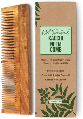 GLOSCEND Neem Wooden Dual Lily Comb for Hair Growth Hair Comb for Men & Women