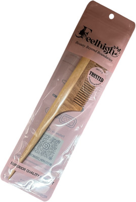 feelhigh Neem Wood Comb/Tail Comb for Tangle Free Curls/Anti-Dandruff Comb