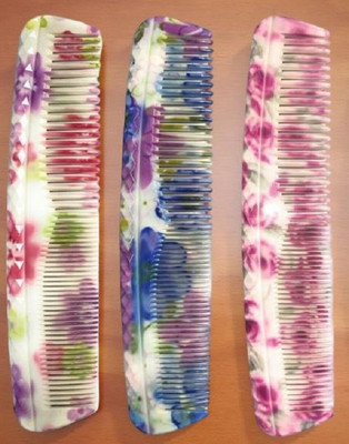 THESMSSHOP Floral Printed Plastic Comb Set–3 Piece Stylish Hair Combs for Grooming Comb Kit