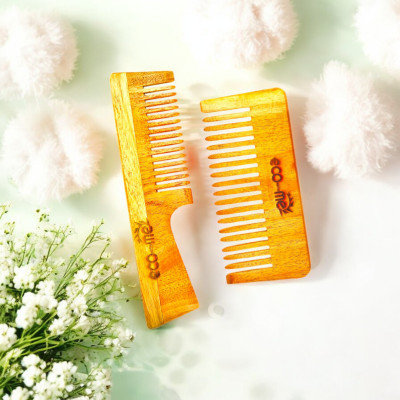 Eco with me Handcrafted from high-quality neem wood Comb (Pack Of 2 Combo)