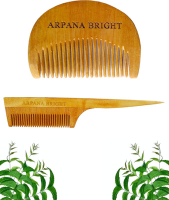 ARPANA BRIGHT Neem Wooden Beard & Tail Comb with wide tooth for effectiv grooming & styling